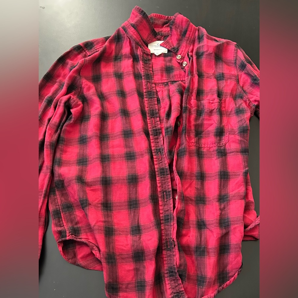 American Outfitters Red Plaid Flannel - S